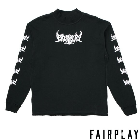fairplay Other - Fairplay Men’s Black High Neck Long Sleeve Graphic Shirt Sweater